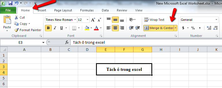 Tách một ô trong Excel